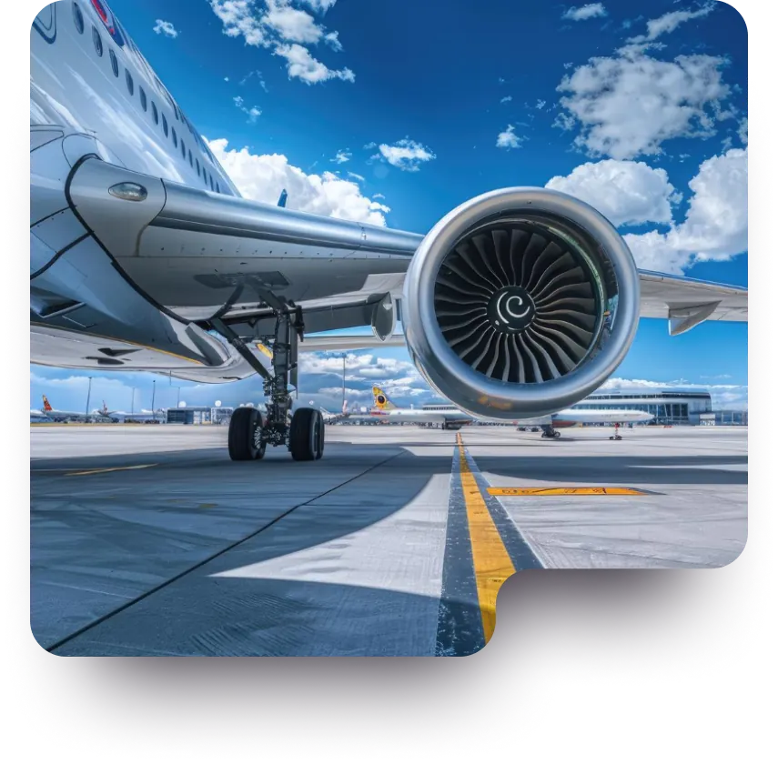 Aircraft engine on an airport apron