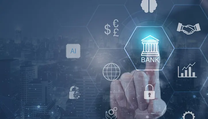 Digital banking and finance symbols